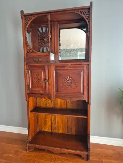 Selling Antique, Ornate Secretary Desk. Original finish and mirror. Has a few paint splatters and sc...