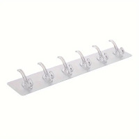 Adhesive Hook Rack With 6 Hooks To Stick On Wall