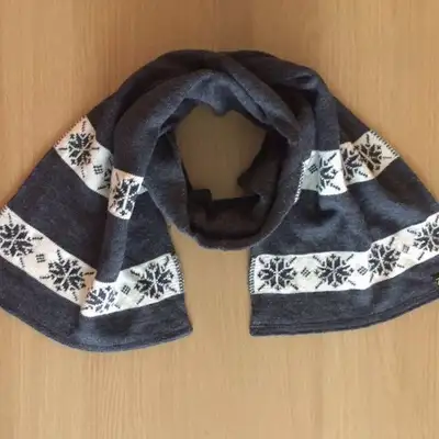 Zaman Charcoal Dark Grey White Snowflake Winter Women's Scarf, View more