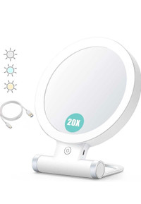 New Magnifying Mirror with Light 20X/1X,Double Sided Tabletop
