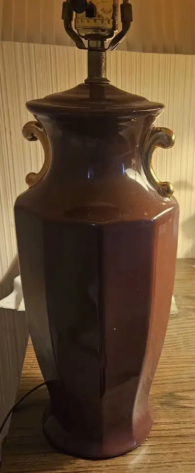 a pair of nice burgundy ceramic lamps , View more