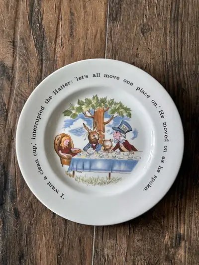 Antique Alice in Wonderland plate, View more