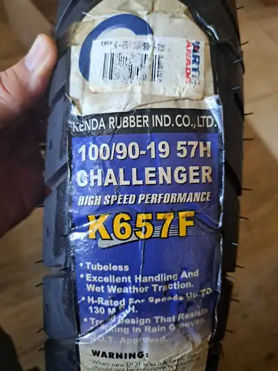 100/90-19 front tire ,made by Kenda. Purchased new but no longer have the bike. Bought it for my Vir...