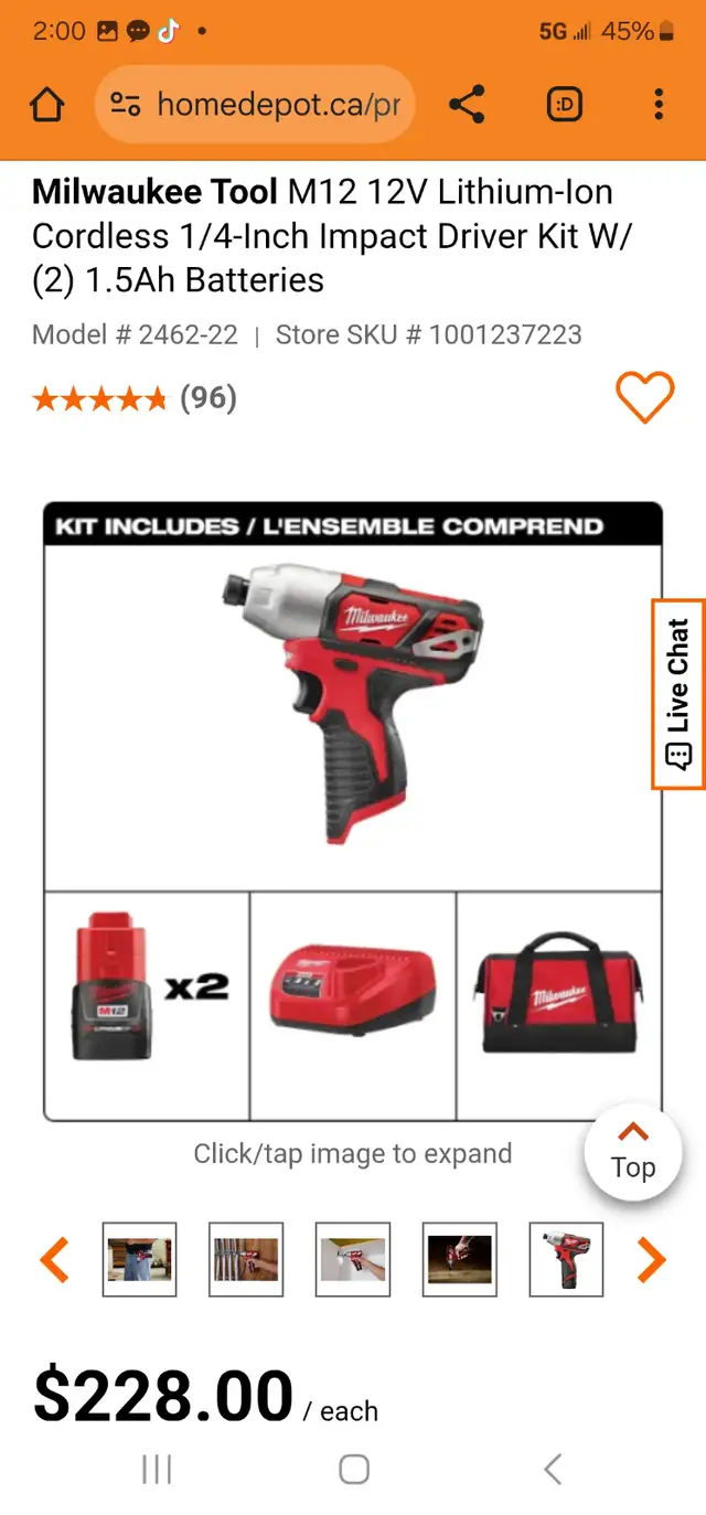 Milwaukee Tool M12 12-Volt Lithium-Ion Cordless 1/4" Hex Screw in Power Tools in Windsor Region - Image 3
