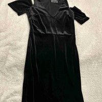 Medium size black midi off the shoulder dress