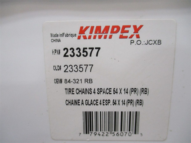 KIMPEX FOUR SPACES V-BAR TIRE CHAIN 54"-14" in Other in Mississauga / Peel Region - Image 4