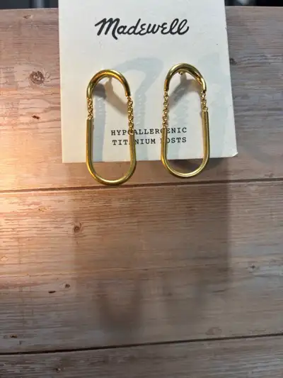 NWT Madewell gold tone lobe drop earrings , View more