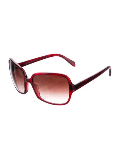 Sunglasses By Oliver Peoples Model - Francisca - Oversized, Square Shaped Lens Deep Red Translucent...