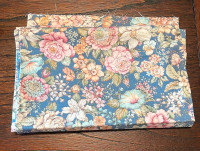 Vintage Blue Floral Fabric Material for Sewing, Quilting, Crafts