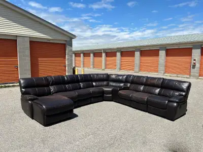Black Leather Recliner Sectional , View more