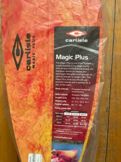 New Carlisle Magic Plus kayak paddle. This paddle features fiberglass reinforced polypropylene blade...