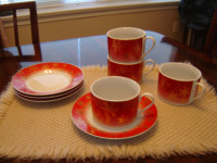 Cups & Saucers with Gold Snowflakes