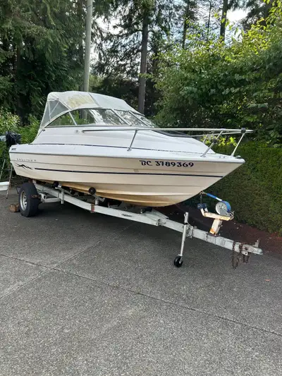 Good fishing boat with trailer.. Inboard motor recently serviced and running strong. Comes with 8hp...