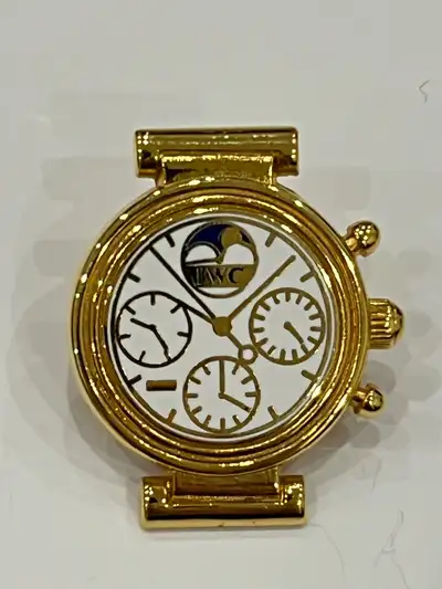 IWC souvenir brooch pin Perpetual calendar chronograph model Gold plated