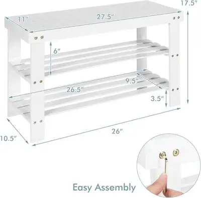 Brand New Sealed COSTWAY Bamboo Shoe Rack Bench 3-Tier Free Standing Wood Shoe Storage Organizer She...