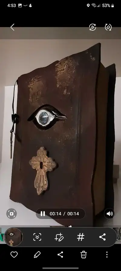 This unique handmade Spellbook prop is in good, pre-owned condition, perfect for adding a touch of m...