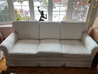 3 seater white fabric sofa / couch