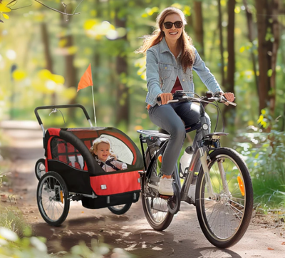 Aosom 2-in-1 Bike Trailer for Kids, Foldable 2-Seat Baby Strolle, View more