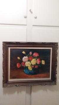 Oil Painting in Vase of Roses