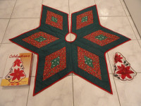 CHRISTMAS TREE SKIRT AND "POINSETTIA" TREE PLATE/ CANDY DISH