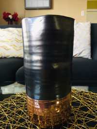 Ceramic grey and copper vase