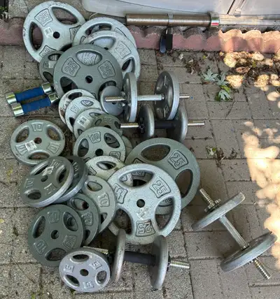 Metal Weight Plates with Dumbbell Bars, View more