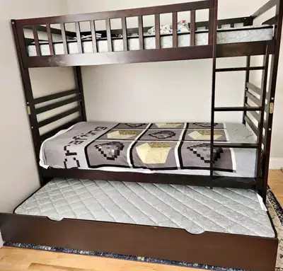 7. Stylish Twin Bunk Bed With Extra Pull Out Sleeping Space, View more