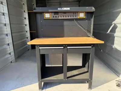 MAXIMUM STEEL HEAVY DUTY WORKBENCH / TABLE WITH PEGBOARD, View more