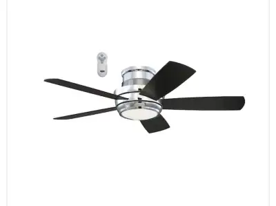 Selling Brand new never installed Harbor Breeze 44-in Chrome Ceiling Fan with LED Lights and Remote...