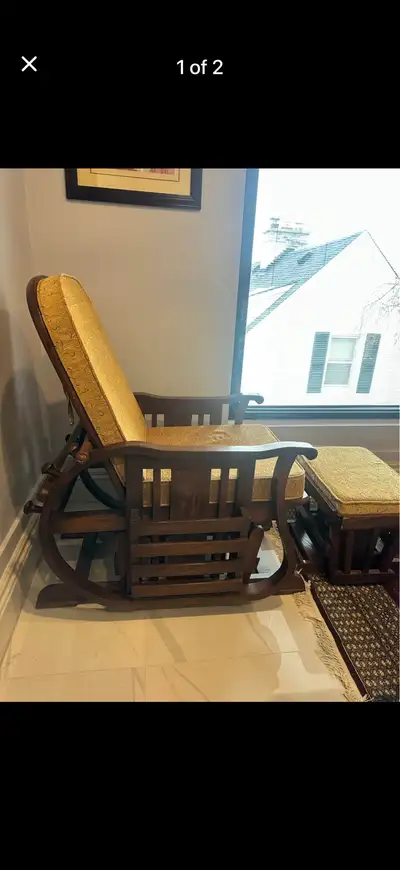 solid wood rocking chair with foot stool, View more