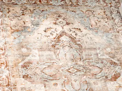 Earth-Toned Persian Rug in Soft Neutrals and Whispered Sky Blue, View more