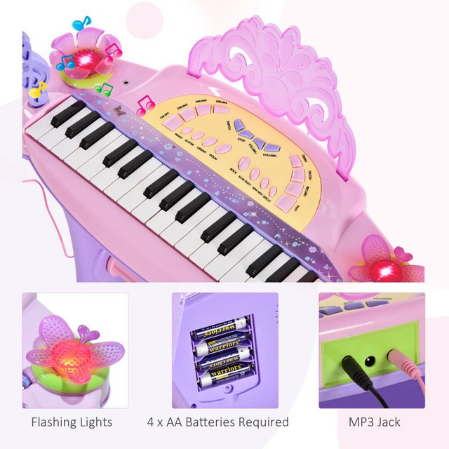 Kids Piano Electronic Keyboard Instrument with Microphone and St in Pianos & Keyboards in Markham / York Region - Image 4