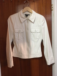 Veston court blanc Zara Short White Jacket Faux Leather