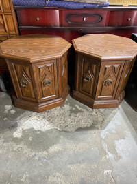 Vintage matching hexagon end tables GUC
