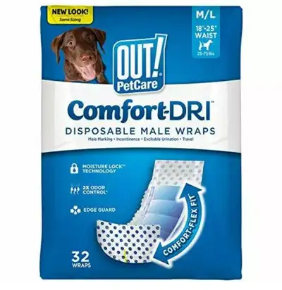 OUT Pet Care Disposable Male Dog Diapers | Absorbent Male Wraps with Leak Proof 27 New Count Wraps I...
