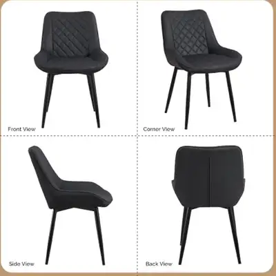 Metal dining chair upholstered in faux leather (four), View more