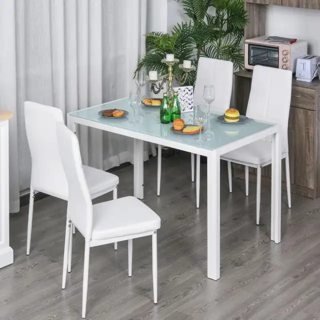 Dining Table Set for 4, 5-Piece Rectangular Glass Kitchen Table  in Dining Tables & Sets in Markham / York Region - Image 2