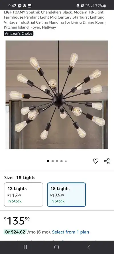 Sputnik black 18 lights Chandelier brand new never use, View more
