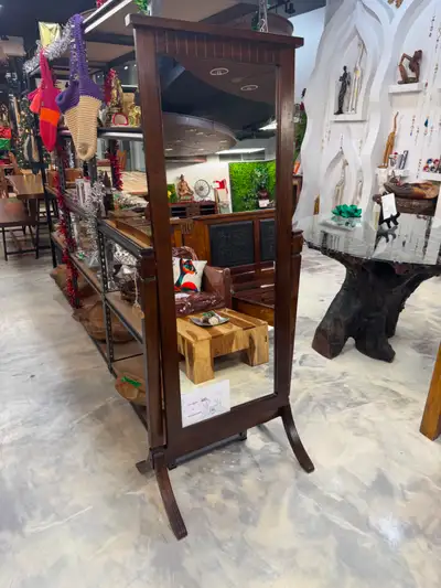 ✅Miroir plein pied, miroir inclinable, miroir chambre en teck , View more