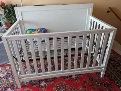 Wooden White Convertible Crib with Musical Crib Toy, View more