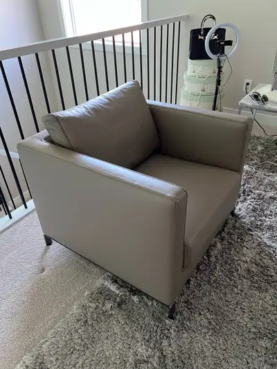 B&B Italia Armchairs in Gray Leather, View more