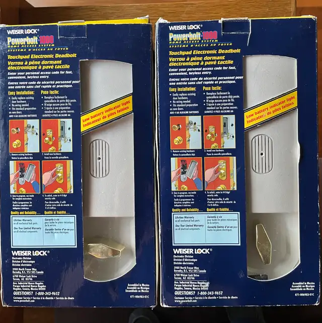 2 Weiser Lock Powerbolt 1000 Deadbolts in Security Systems in Edmonton - Image 3