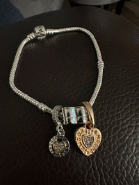 PANDORA BRACELET WITH 3 CHARMS