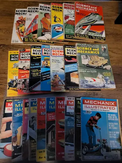 A vendre un lot de 23 revues anciennes. 13 science and mechanics ( 1953 et 1960) et 10 mechanix illu...