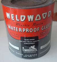 Vintage Large Tin, Weldwood Plastic Resin Waterproof Glue, 10LB