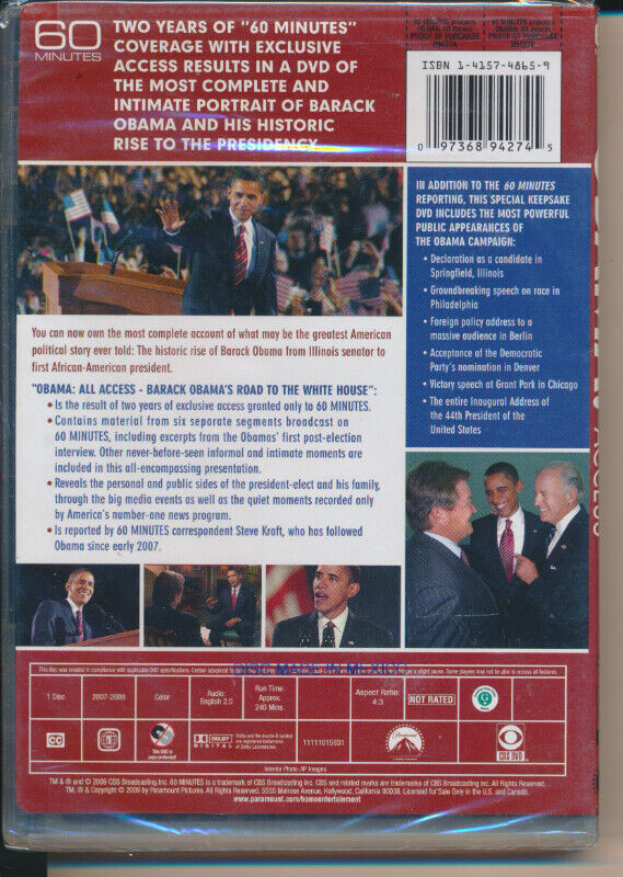 Road To The White House-Obama 60 Minutes All Access DVD-2009 in CDs, DVDs & Blu-ray in City of Toronto - Image 3