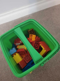 A bucket of Duplo Lego