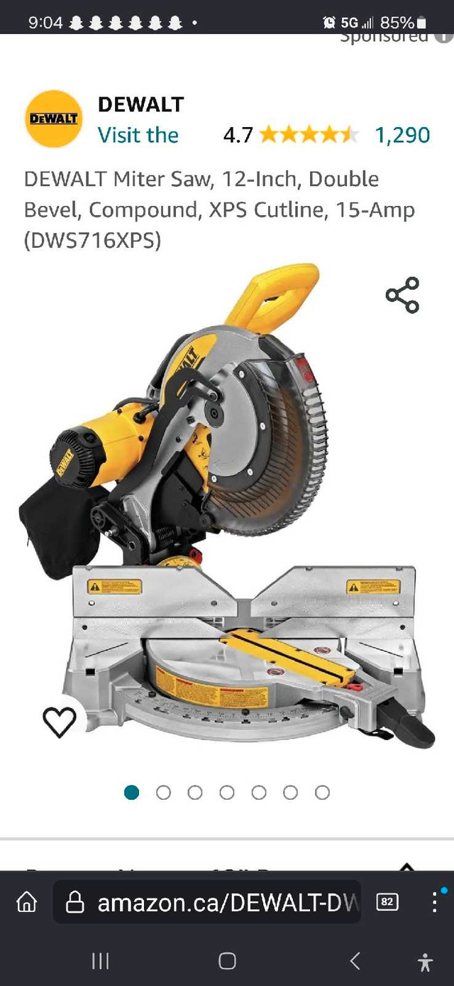 Double bevel dewalt compound mitre 12 inch saw in Power Tools in Stratford