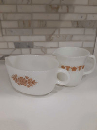 PYREX Gold Butterfly Gravy Boat and Creamer