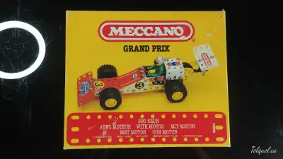 Ensemble de Meccano Grand Prix Vintage Motorisé a Clef avec Manuel d’instruction, Autocollants/Stick...